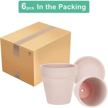 vensovo 4 Inch Small Pink Terracotta Plant Pots with Saucer - 6 Pack Clay Flowerpots with Drainage, Great for Indoor Outdoor Plants, Crafts, Wedding Favor