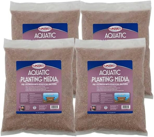 The Pond Guy Planting Media, Outdoor Water Garden Plant Medium, Grow Lily, Lotus & Aquatic Plants, Substrate Seeds Beneficial Microbes, 16 Quarts (4X 4qt/Approx. 6 lb Bags)