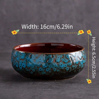 Lotus Bowl Planter, Decorative Ceramic Plant Pots with Moisture-Multifunctional Design, Succulents Orchids Indoor Plants, Thickened Round Planter for Home Desk & Shelf Decor
