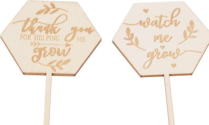 Watch Me Grow Succulent Tags, 36pcs Hexagon Plant Stakes Labels Baby Shower Succulent Tag for Seed Flowers Garden Potted Plants