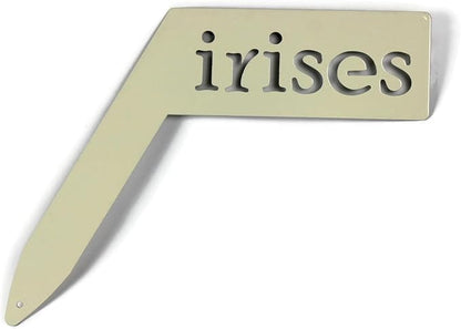 Planter Size Small Metal Garden Plant Vegetable Flower or Herb Markers 13.5 Inches Tall (irises, Cream)