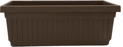 The HC Companies Venetian Window Planter Box w/Drain Plug - Long Planter Box for Windowsills, Balconies & More - Plastic Rectangular Outdoor Planters for Herbs & Flowers (18" Chocolate, Pack of 1)