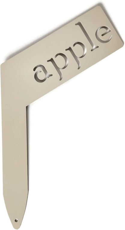 Planter Size Small Metal Garden Plant Vegetable Flower or Herb Markers 13.5 Inches Tall (apple, Cream)