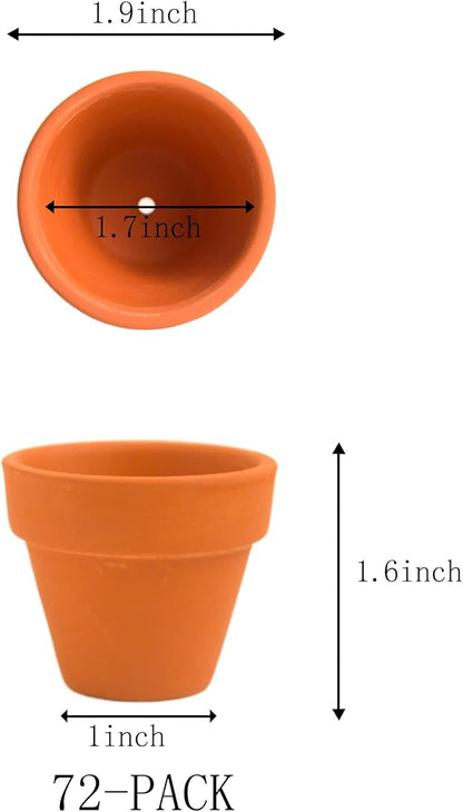 Fcacti 2 Inch Terracotta Pots Pack of 72-Mini Clay Pot with Drainage Hole for Tiny Cactus Herb lithop,Small Succulent Planter Nursery Plant Pot for Windowsill,Cactus Plant,Crafts,Wedding Favors