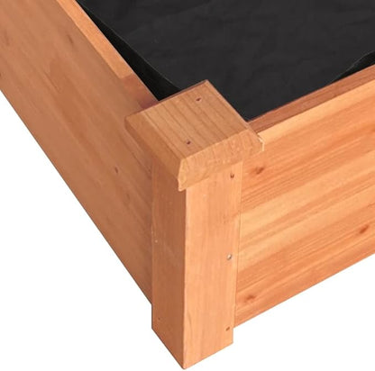 vidaXL Solid Fir Wood Garden Raised Bed with Liner - Large Size for Planting Herbs, Vegetables, Flowers - Ideal for Outdoor Garden Decor
