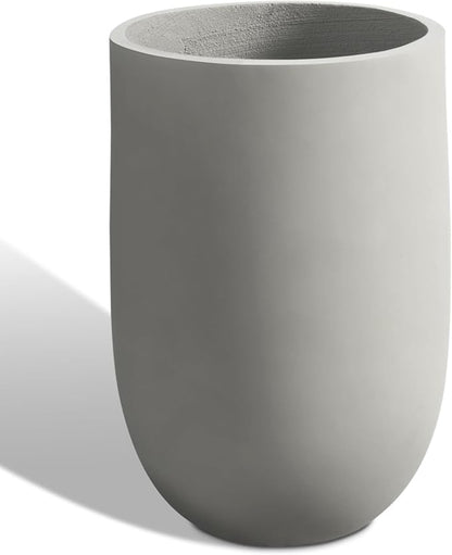 Concrete Planter Outdoor Indoor, Large Tall Cement Plant Pots for Trees Flowers (Gray, 22 inch)
