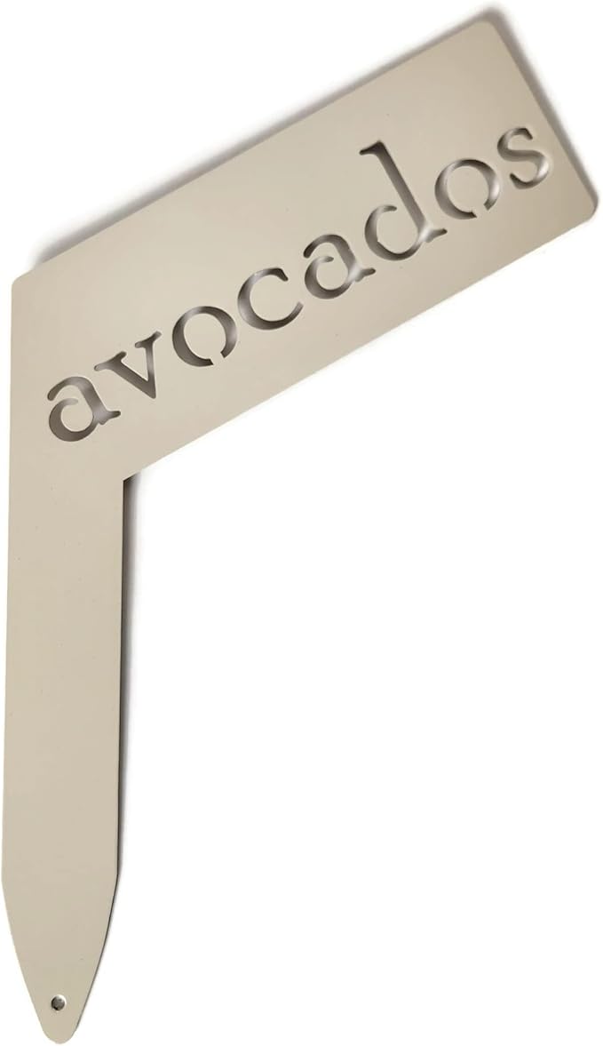 Planter Size Small Metal Garden Plant Vegetable Flower or Herb Markers 13.5 Inches Tall (avocados, Cream)