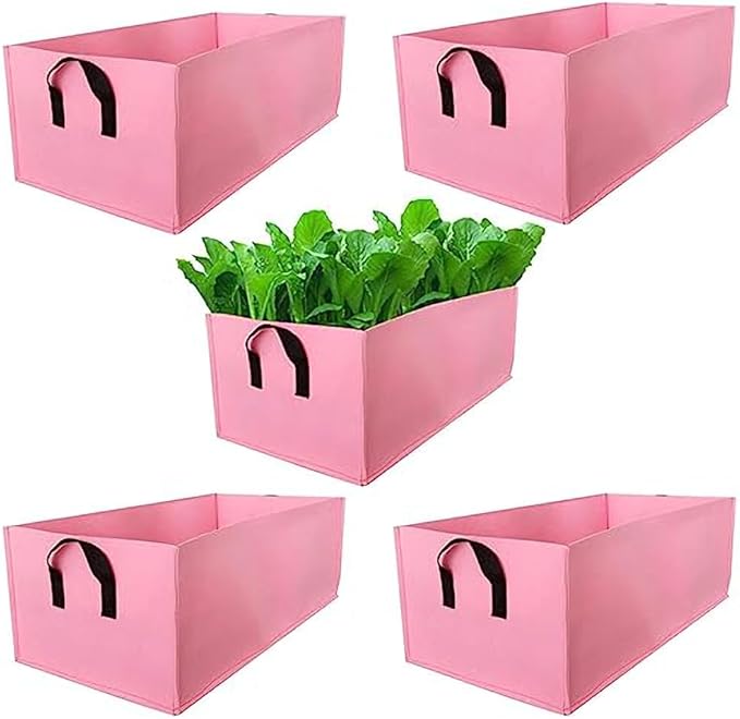 Ulalaza 5PCS Potato Grow Bags with Flap Plant Grow Bags Fabric Multi Ribbon Potato Bag Tomato Vegetable Growth Non-Woven Felt Planting Bag Transparent