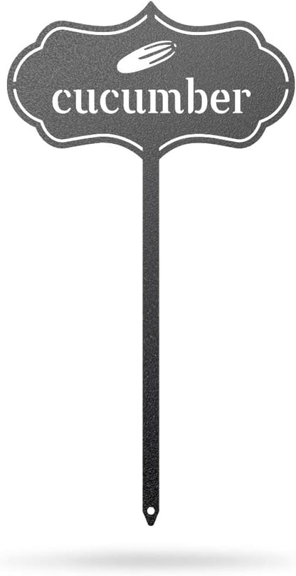 RealSteel Metal Seed & Plant Markers – Elegant Indoor & Outdoor Garden Stakes – Durable Herb, Vegetable & Fruit Plant Labels for Pots, Raised Beds & Greenhouse – Farmhouse Garden Gift - (Cucumber)
