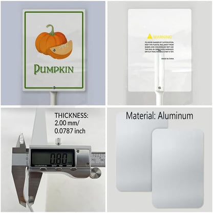 Pumpkin Marker Yard Sign with Stakes 4.6in×6in, Aluminum Garden Signs, Garden Plant Markers Garden Potted Plants Labels for Vegetable Flowers Funny Garden Stakes Decorations