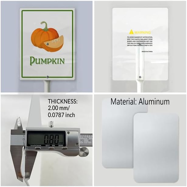 Pumpkin Marker Yard Sign with Stakes 7in×8.8in, Aluminum Garden Signs, Garden Plant Markers Garden Potted Plants Labels for Vegetable Flowers Funny Garden Stakes Decorations