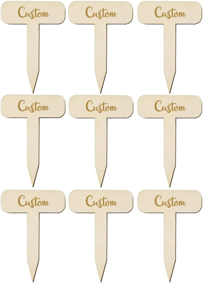 Custom Herb Garden Markers - Set of 9 - Rustic - Gardener Gift - Made in USA - Birchwood - 2.75" x 4" - Herb Garden Potted Plant Engraved Stakes
