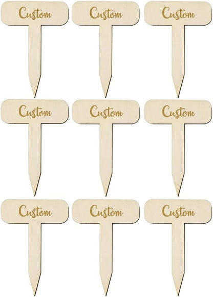 Custom Herb Garden Markers - Set of 9 - Rustic - Gardener Gift - Made in USA - Birchwood - 2.75" x 4" - Herb Garden Potted Plant Engraved Stakes