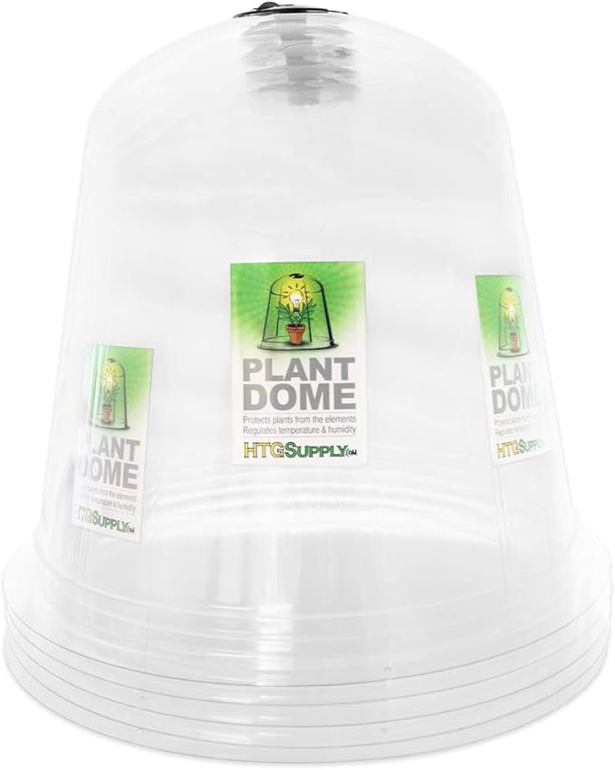 HTG Supply Garden Cloche Plant Protector Bell (5-Pack) - Reusable Vented Plastic Dome