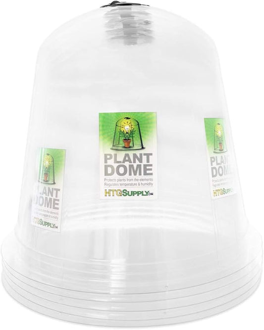 HTG Supply Garden Cloche Plant Protector Bell (5-Pack) - Reusable Vented Plastic Dome