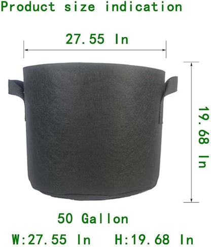WEIFENG 3-Pack 50 Gallon Grow Bags, XXL Heavy Duty Fabric Pot with Handles for Giant Trees, Commercial Use