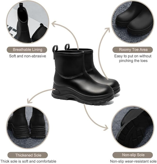 Women's Waterproof Chelsea Ankle Rain Boots, Slip-On Style, Outdoor Weather Protection