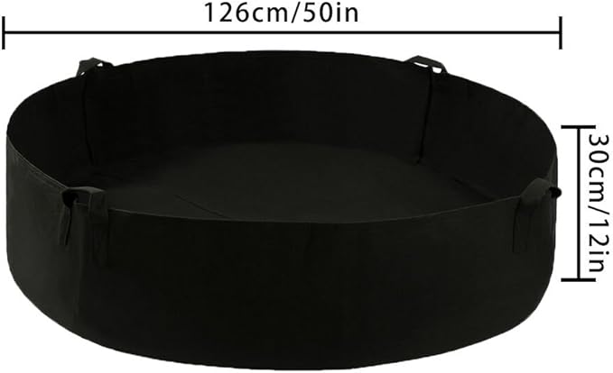 Toyfun 100 Gallon Extra Large Fabric Raised Planting Bed Round Planter Garden Grow Bag with 4 Handles Durable Felt Planter Pot for Herb Flower Vegetable Plants, Dia 50 x 12