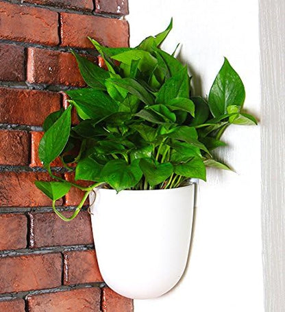 ORIMERC 2 Pack Corner Wall Mounted Hanging Planter Self Watering Triangle Plastic Flower Pot Decorative Modern Plant Vase Container Holder for Succulent Indoor Outdoor Home Office Décor White