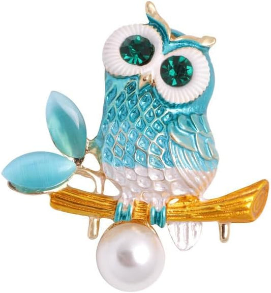 Rhinestone Owl Brooch Pin for Women Cute Big Cartoon Cat Eye Stone Owl Bird Brooch Unique Double Owl Brooch Pin Clothes Bag Hat Dress Jewelry