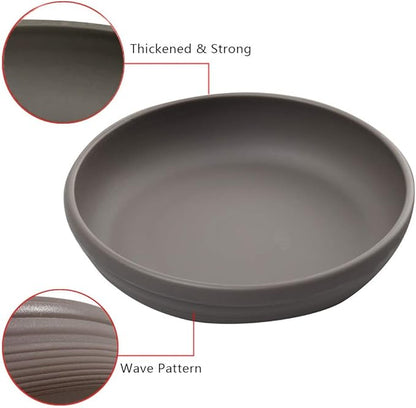 SAROSORA Round Plastic Plant Saucer Drip Tray Set of 6 for Indoor Outdoor Home Garden Flower Plant Container Flower Pot Pallets ((9.4''+10.4"+12'') x2, Dark Grey)
