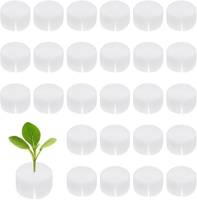 30-Pack Hydroponics Sponges, 1.77 Inch Growing Media Cylindrical Sponges for Planting Gardening Tool/Grow Seedlings/Home Vegetable Flower, Soilless Cultivation Seedling [White]