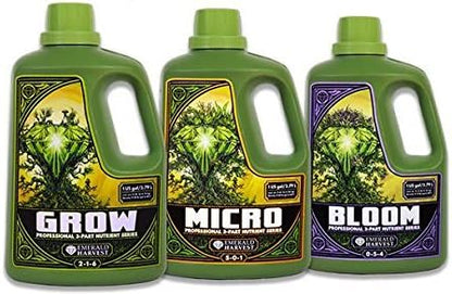 Emerald Harvest Grow, Micro, Bloom Fertilizer Combo, 3.8 L