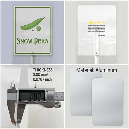 Snow Peas Marker Yard Sign with Stakes 4.6in×6in, Aluminum Yard Signs, Waterproof Plant Marker Reusable Garden Stake Tags with Vegetable Names for Nursery Outdoor Garden