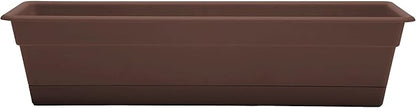 Bloem Dura Cotta Window Box Planter: 30" - Chocolate - Large Box with Tray, Weatherproof Resin Box, Removable Tray for Indoor & Outdoor Use, Gardening, 4 Gallon Capacity