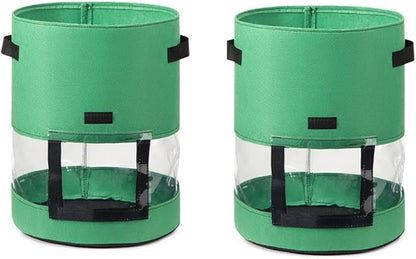 2 PCS Potato Grow Bags 10 Gallon with Flap Plant Grow Bags Garden Vegetable Planting Pots Grow Bags for Growing Potatoes Tomato and Fruits Outdoor 40cm/17.7inch Diameter 30cm/11.8inch Height