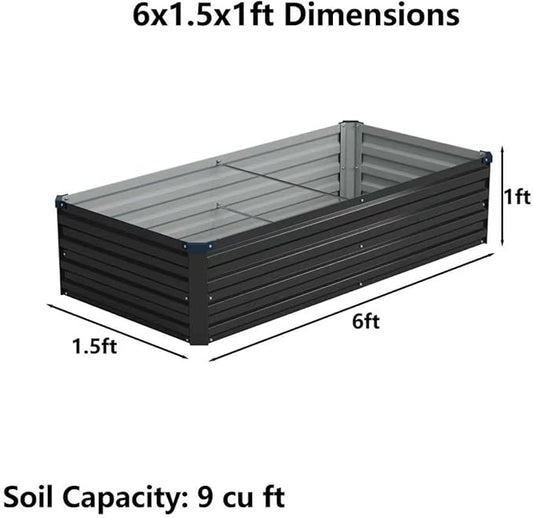 6x1.5x1ft(2 Pack) Galvanized Raised Garden Bed,Outdoor Planter Box Metal Patio Kit Planting Bed for Vegetables Flowers Herb,Black