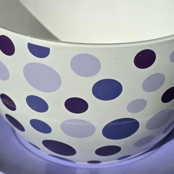 7.5” Round Ceramic Teacup Planter with Saucer – Purple Polka Dot Design Pot for Succulents, Orchid, Herbs & Indoor Houseplant/Flowers for Valentines Day Gift
