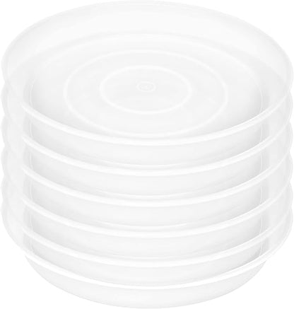 6 Pack Plastic Plant Saucer Water Drip Tray, 4 5 6 7 8 9 10 11 12 inch, Heavy Sturdy Plant Drainage Tray for Indoors Outdoor, Flower Saucers for Pots Base (4", Clear)