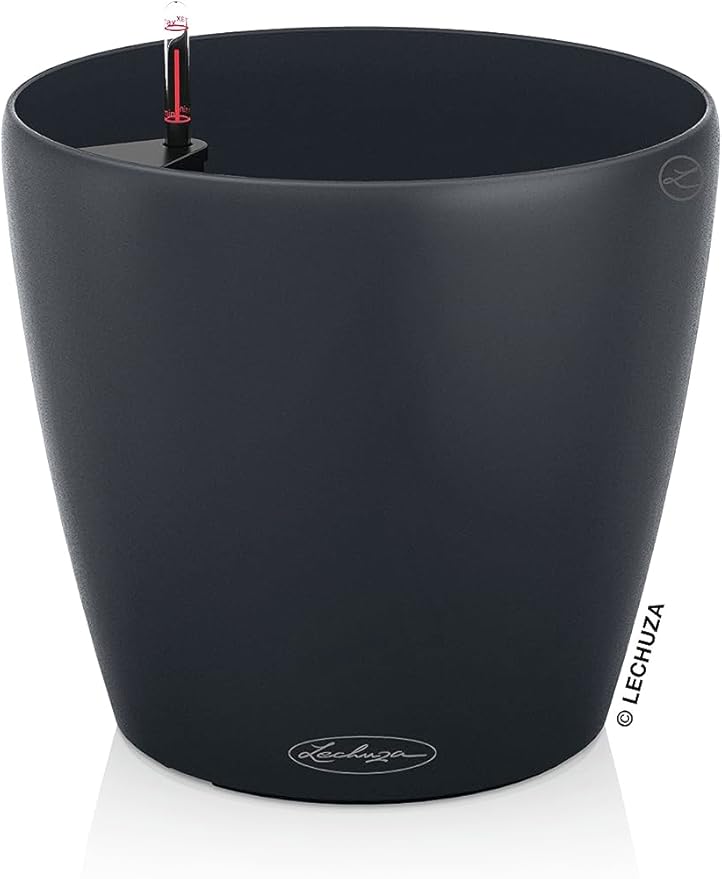 Classico Color 28 Slate, Self-Watering Round Planter, D11 H10.2 in