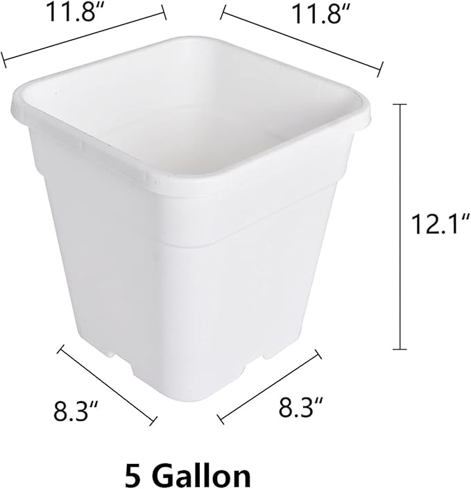 Plant Pots Flower Pot 10-Pack 5 Gallon Planter Nursery Pot Garden Seedling Planters Containers Plastic Injection Molded Pots with Drainage Holes for Outdoor Indoor Plants Vegetables, White