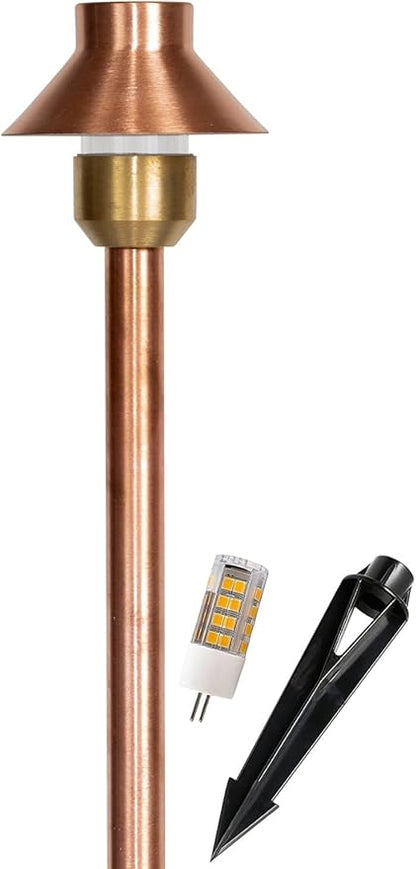 LED Pathway 130 Landscape Light - 12V Solid Copper Low Voltage 4W G4 LED Light Bulb Warm White Included Outdoor Mushroom Security Garden Patio Area Light