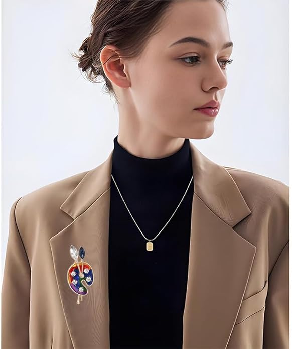 ONLYJUMP Painter Palette Brooch Pin for Women Girls Dainty Colorful Paint Palette Brush Artist Painter Lapel Pin Gift Jewelry Art Teacher Hat Bag Suit Tie Birthday Xmas Badges Painting Lovers Jewelry Gift