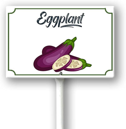 Boylee 8x12inch Eggplant Garden Signs with Stake for Vegetables, Herbs, Flowers, Potted Plants