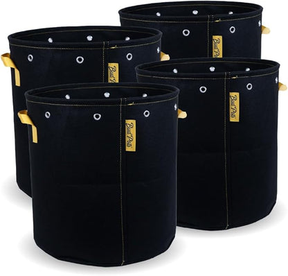 BudPots for Optimal Plant Growth | 15Ga Fabric Pots (56.7L) | 4-Pack | Metal Reinforced Rim - Sturdy & Never Collapses | Promotes Dense & Healthy Roots | Low Stress Training | Reusabe