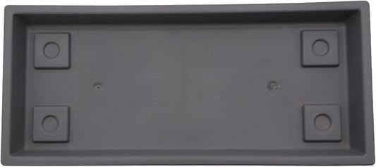The HC Companies 23.5 Inch Venetian Rectangular Plant Saucer - Indoor Outdoor Plastic Plant Trays for Pots - 23.5"x7.5"x1.3" Warm Gray