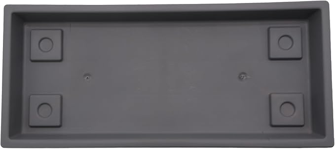 The HC Companies Venetian Rectangular Plant Tray - 29.5" Saucer for 30" Planter Pot, Plastic Drip Tray for Drainage - Indoor & Outdoor Use, Warm Gray