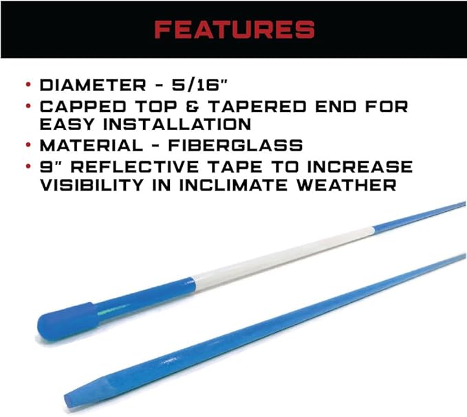 The ROP Shop (Pack of 20) Driveway Markers 48" Long 5/16" Diameter, Blue with Reflective Tape