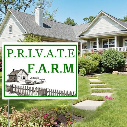Private Farm Yard Sign With Stake Stand Plastic Signage Double Sided Sign Funny Garden Decor 9 x 12 Inches Sturdy Rust Free Weatherproof Outdoor Use