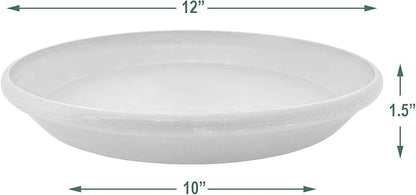 PSW Pot Collection AP30DC 12-inch Plastic/Stone/Wood Composite Plant Saucer Drip Tray – No Drainage Hole (Drillable), Indoor/Outer Water Tray, Dark Charcoal