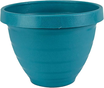 The HC Companies Rings Flower Planter - Self Watering Plant Pots for Herbs & More - Round Lightweight Outdoor & Indoor Planter (8" Blue, Pack of 1)