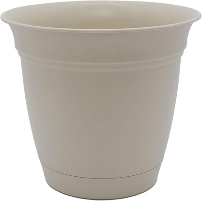 The HC Companies Eclipse Round Planter with Saucer - Outdoor & Indoor Plant Pot with Drainage Holes - Lightweight, UV-Resistant Plastic Pots for Plants, Flowers & Herbs (20" Cottage Stone, Pack of 1)