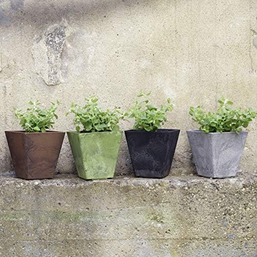ArtStone 35068 Ella Square Planter, Black, 6-Inch, 6"