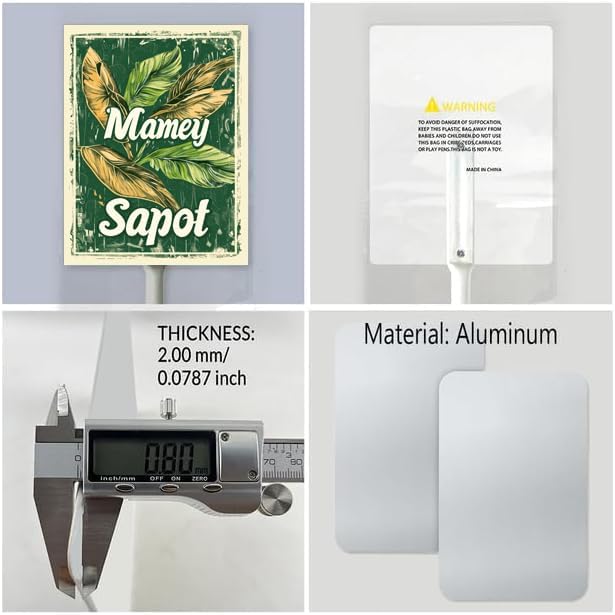 Uptell Vintage Aluminum Mamey Sapot Fruit Signs Yard Sign with Stake for Garden Fruit Garden Label Stakes Plant Markers for Outdoor Plants Waterproof 7x8.8 inch