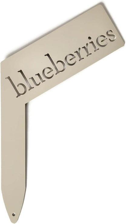 Planter Size Small Metal Garden Plant Vegetable Flower or Herb Markers 13.5 Inches Tall (blueberries, Cream)