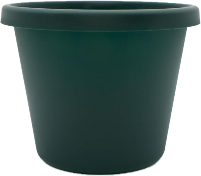 The HC Companies Prima Round Plastic Plant Pot w/Rolled Rim - Lightweight & UV Resistant Flower Pot for Herbs & More - Outdoor & Indoor Plant Pots w/Drainage (16 inch, Evergreen, Pack of 1)